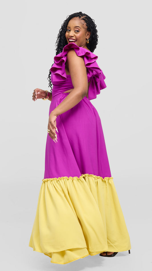 Zambarau Two-toned maxis- Purple and yellow