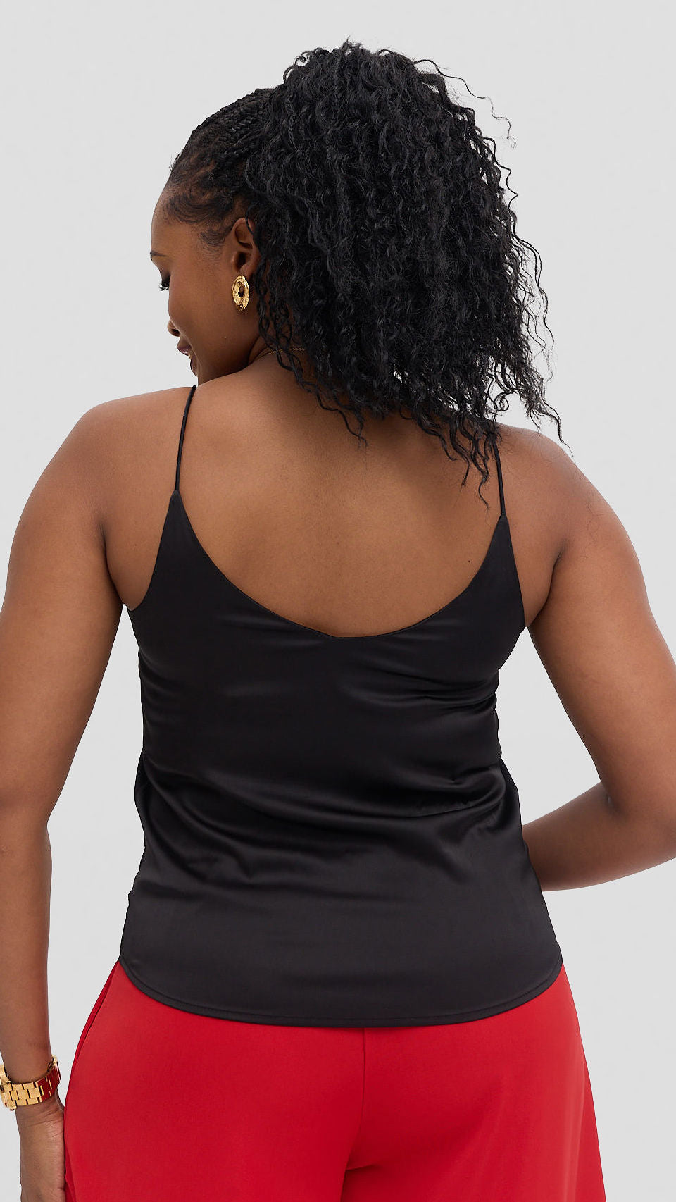 Black satin camisole