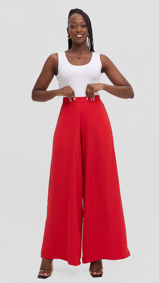 Mwanzo wide-leg palazzo pants- Red