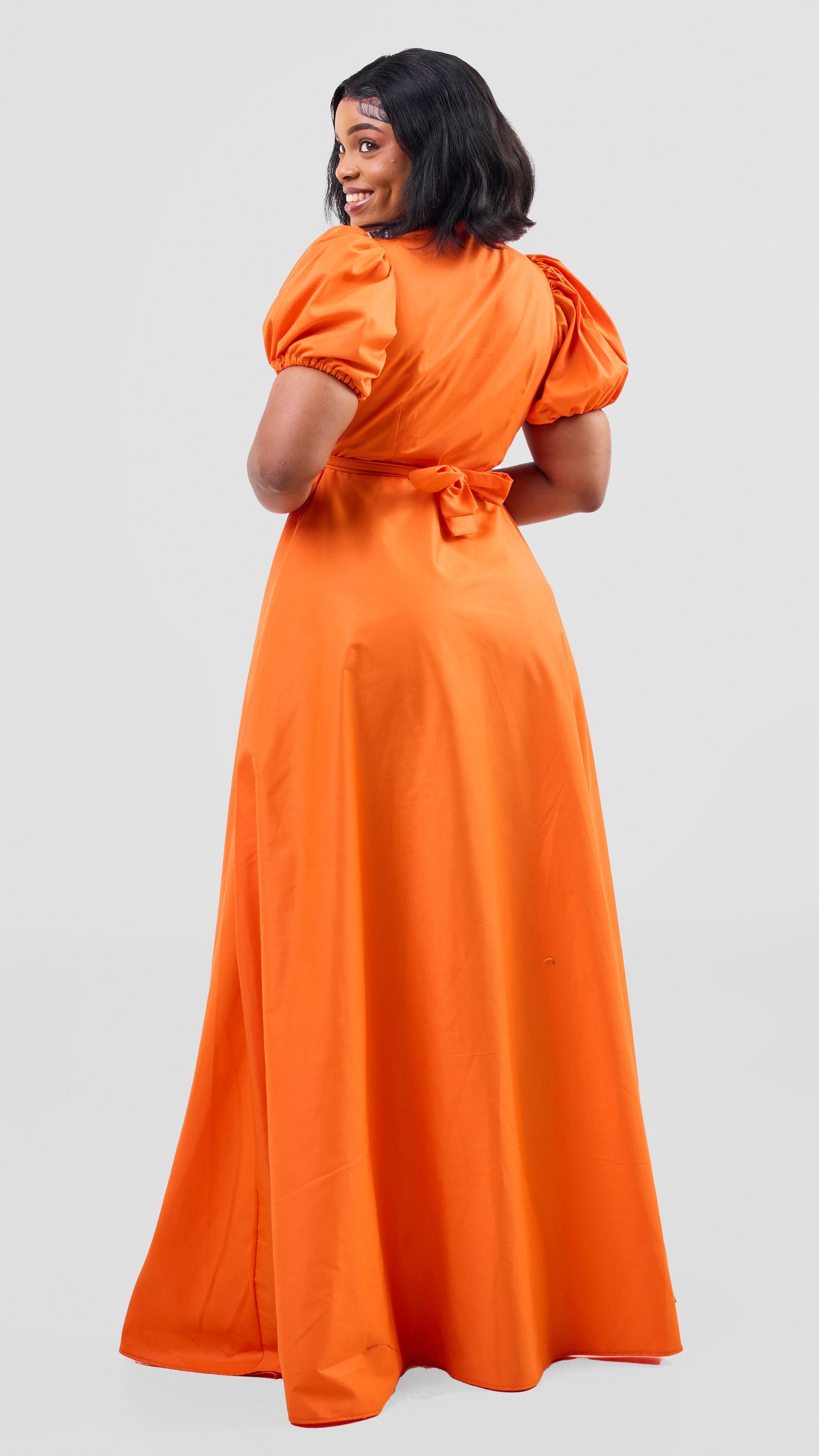 Orange front-twist maxi dress