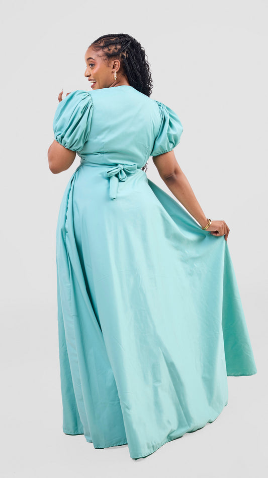 light green front-twist maxi dress