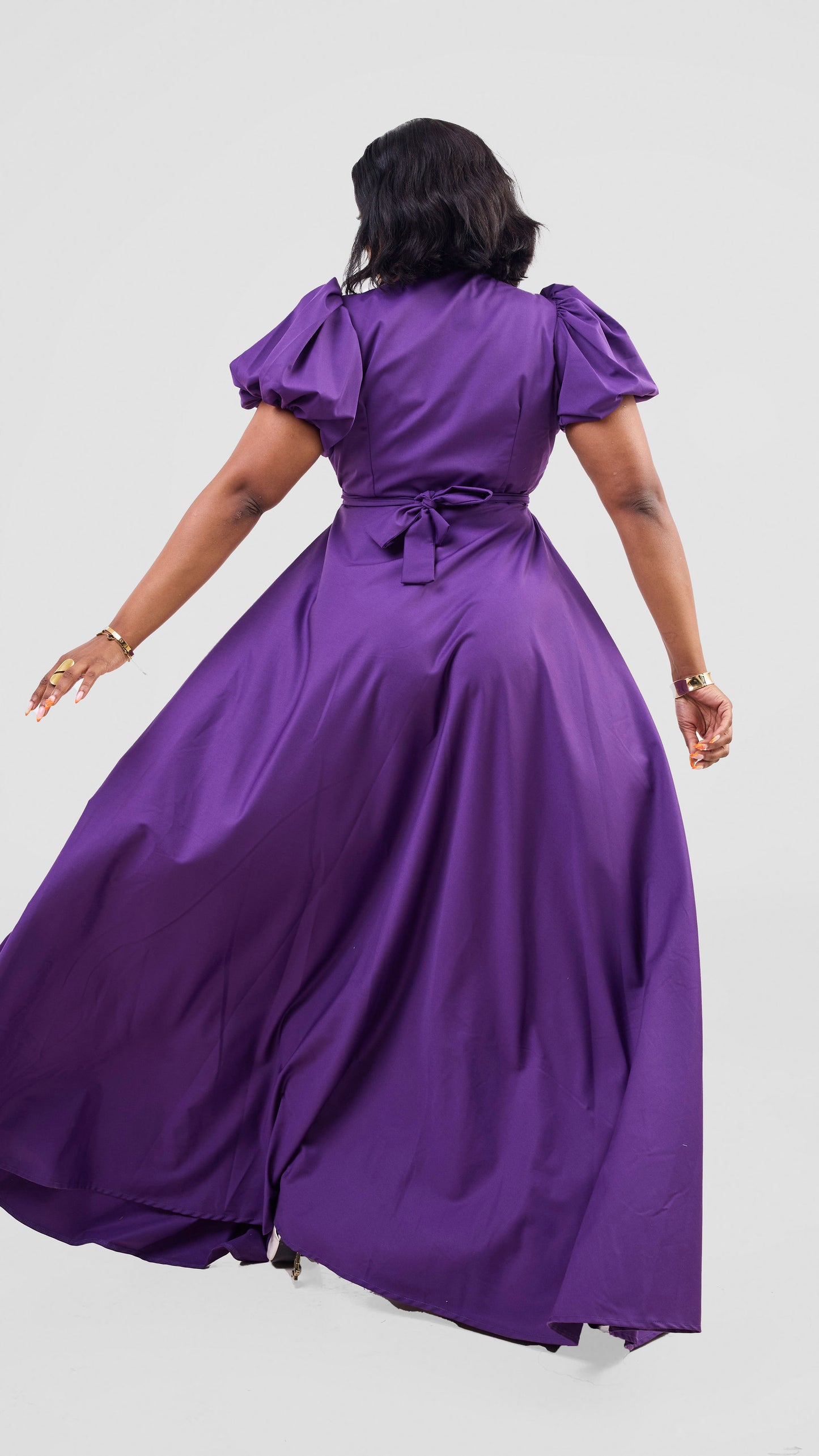 Purple front twist maxi dress