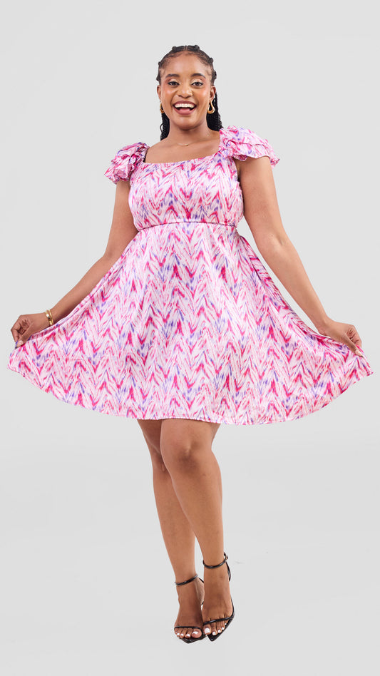 Enzi pink and lilac knee length dress