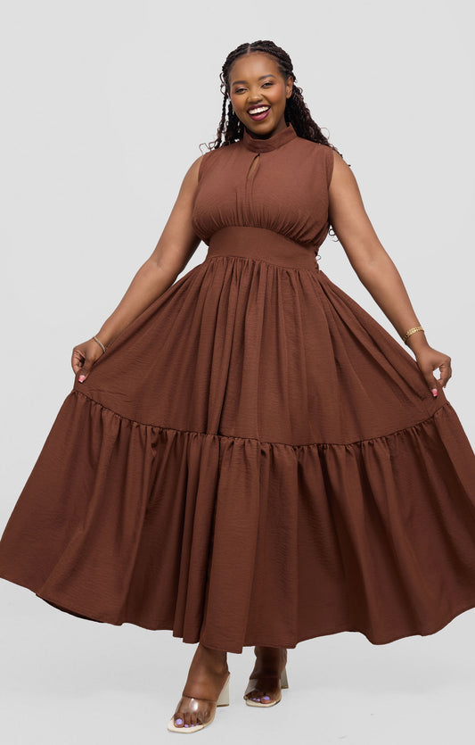 Zambarau Apparel Malaika Dress- Brown