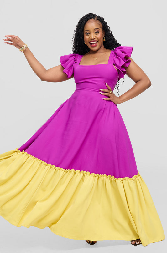 Zambarau Two-toned maxis- Purple and yellow