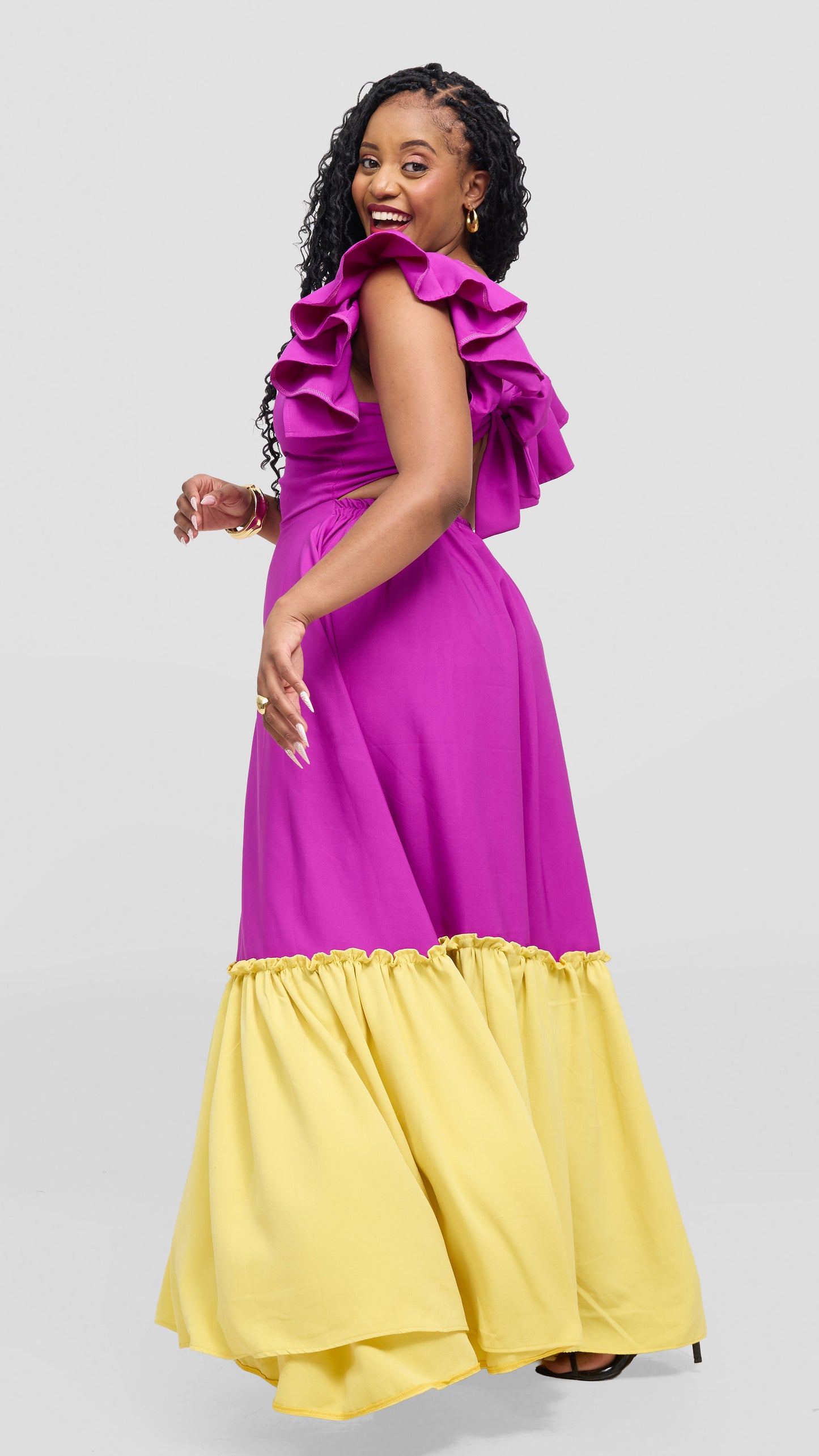 Zambarau Two-toned maxis- Purple and yellow