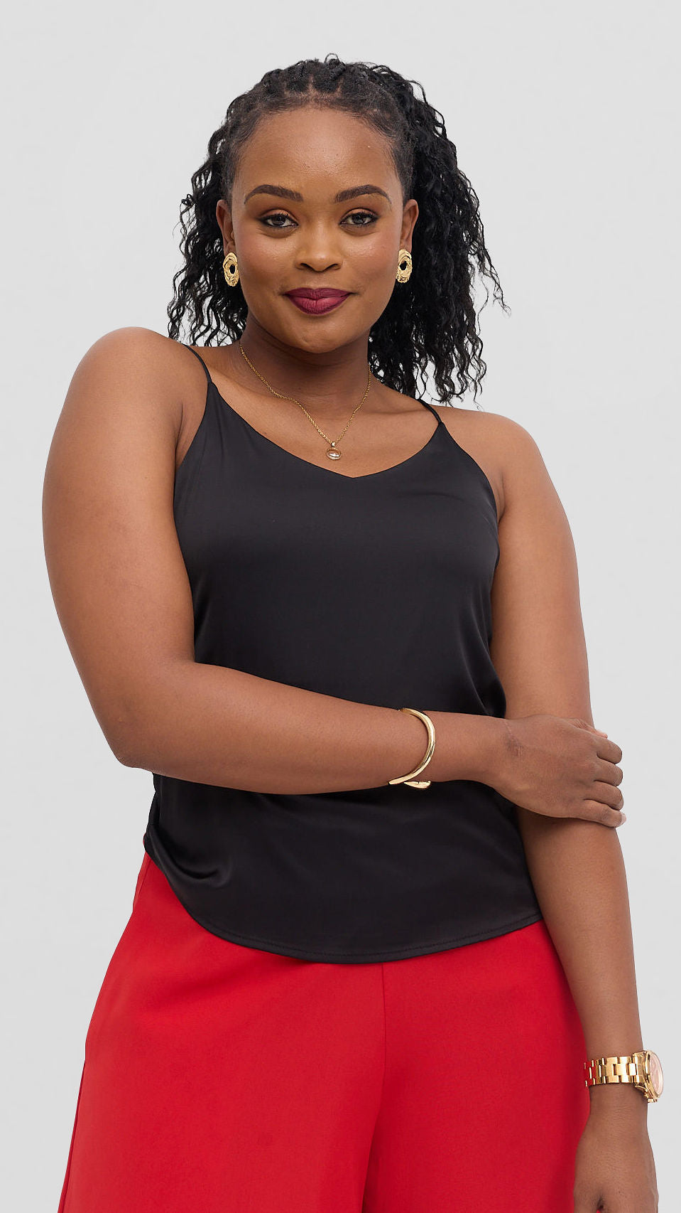 Black satin camisole