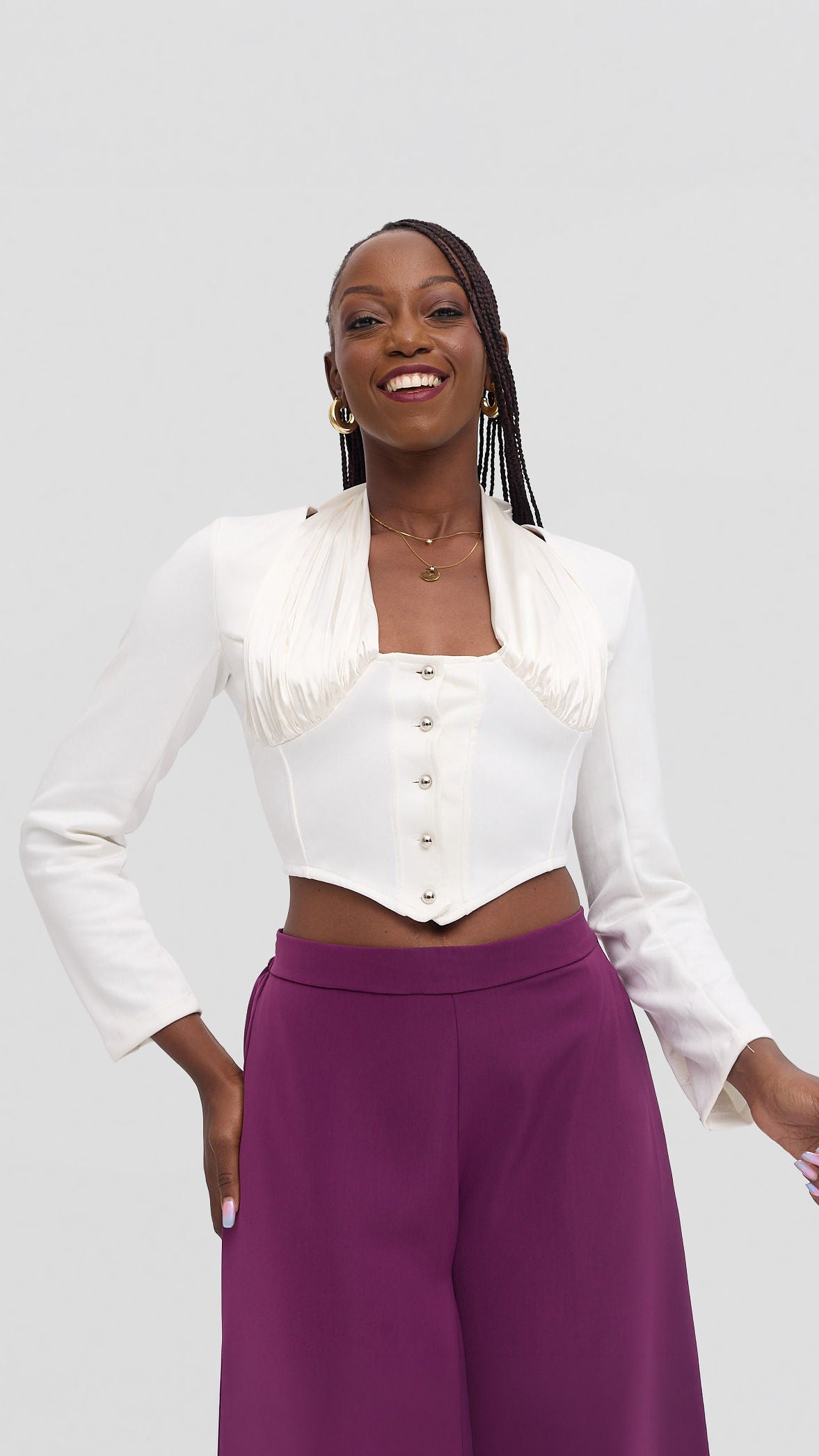 White fancy crop top