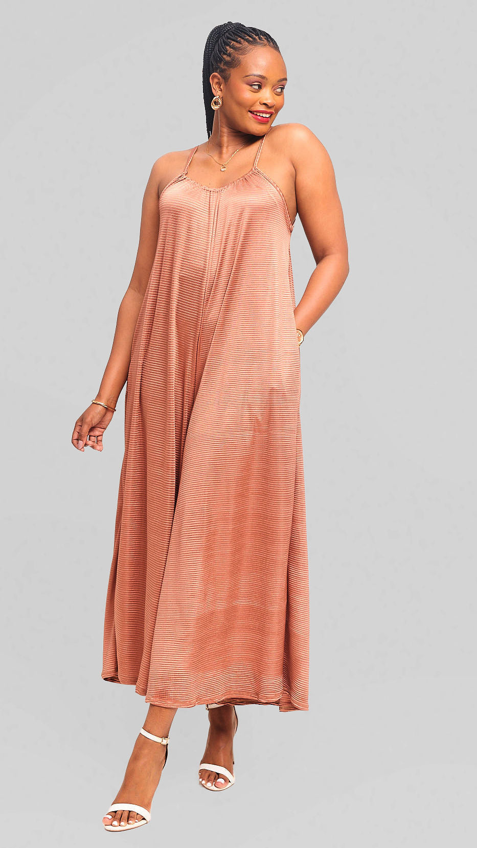 Raha Pleated Jumpsuit - Coffee Brown