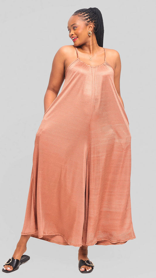 Raha Pleated Jumpsuit - Coffee Brown