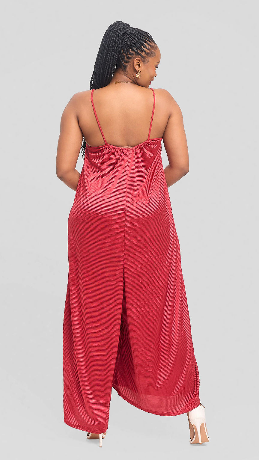 Raha Pleated Jumpsuit - Burgundy