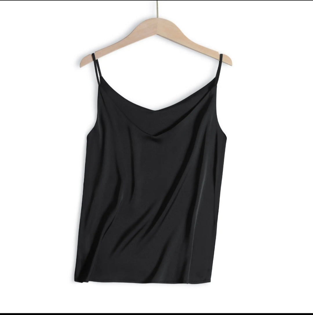 Black satin camisole