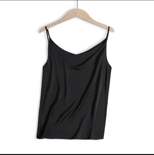 Black satin camisole