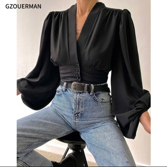 Black bell sleeved blouse