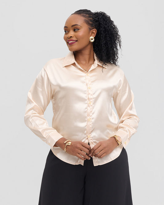 Chiffon official blouse- Beige