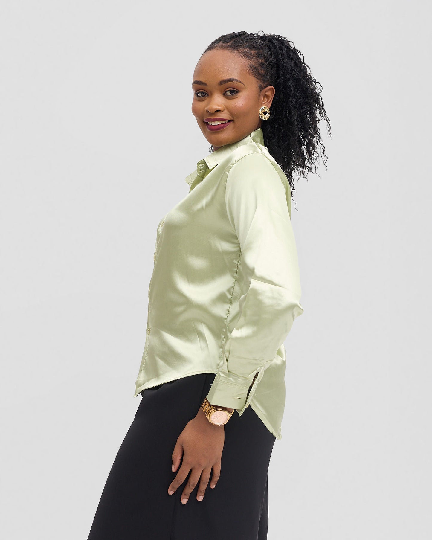 Chiffon official blouse- Green