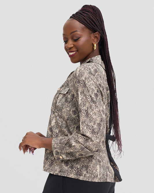 Animal print chiffon blouse