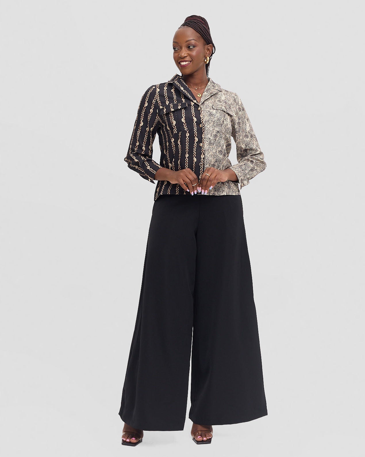 Animal print chiffon blouse